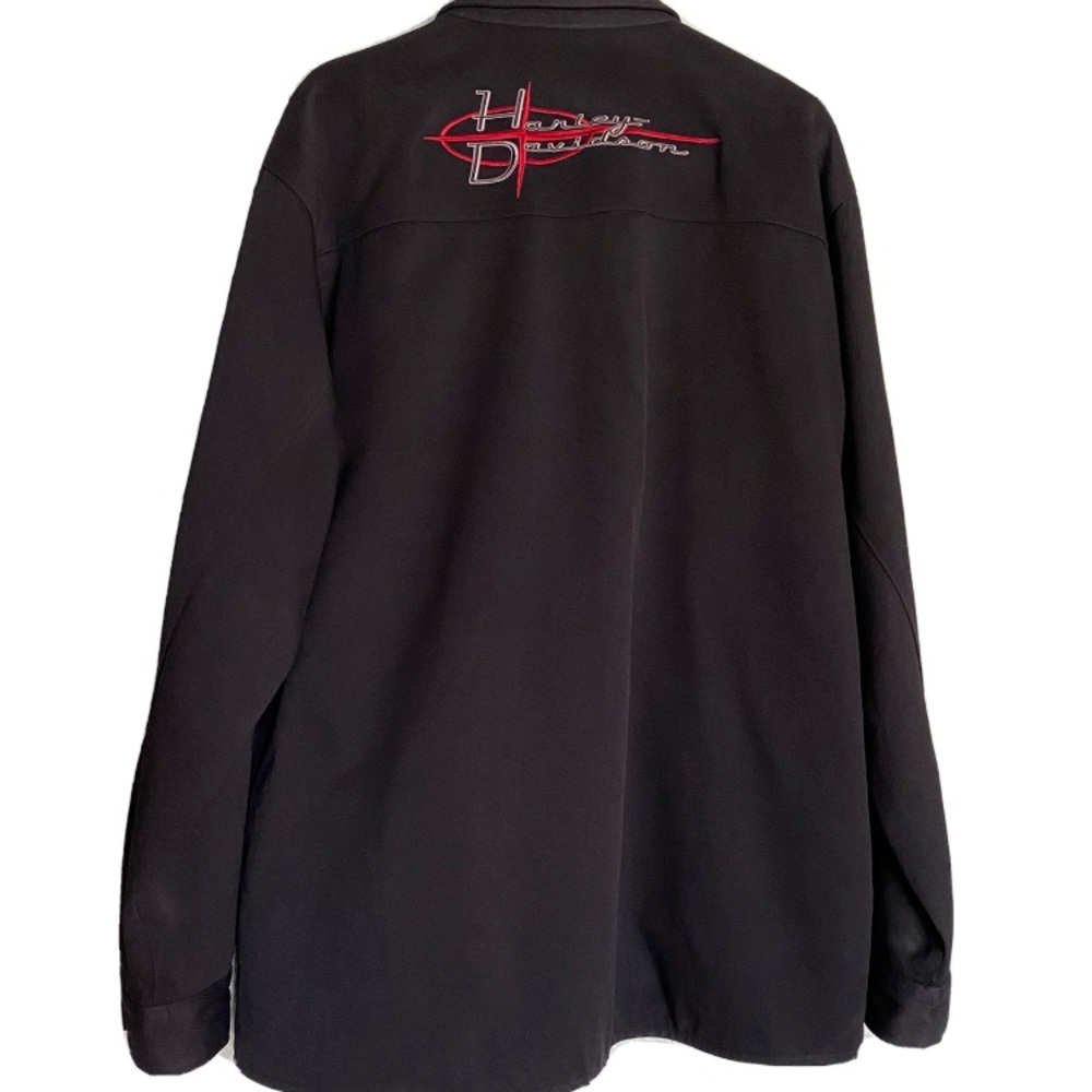 Mens Large Harley Davidson Embroidered Full Zip Nylon Black Collared Jacket